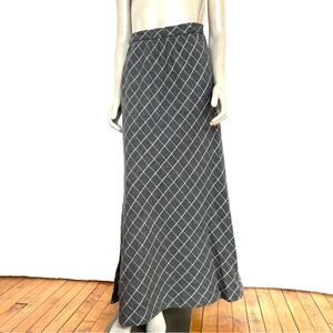 Vintage Garfinckers Striped Gold And Silver Grey Wool Skirt